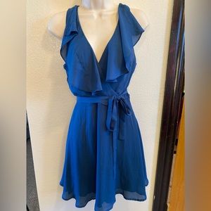 Lulu’s Ruffle Sleeve Blue Knee Length Dress Size Small